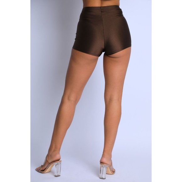 Women High Waist Shiny Tricot Stretchy Skinny Rave Dance Yoga Biker Shorts S M L - Picture 5 of 9